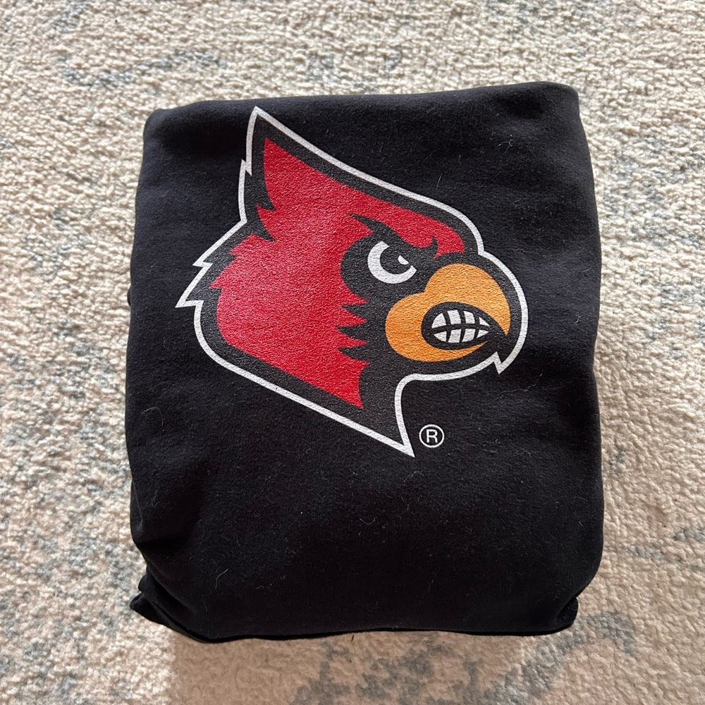 University of Louisville Black Hoodie with Red Cardinal Logo